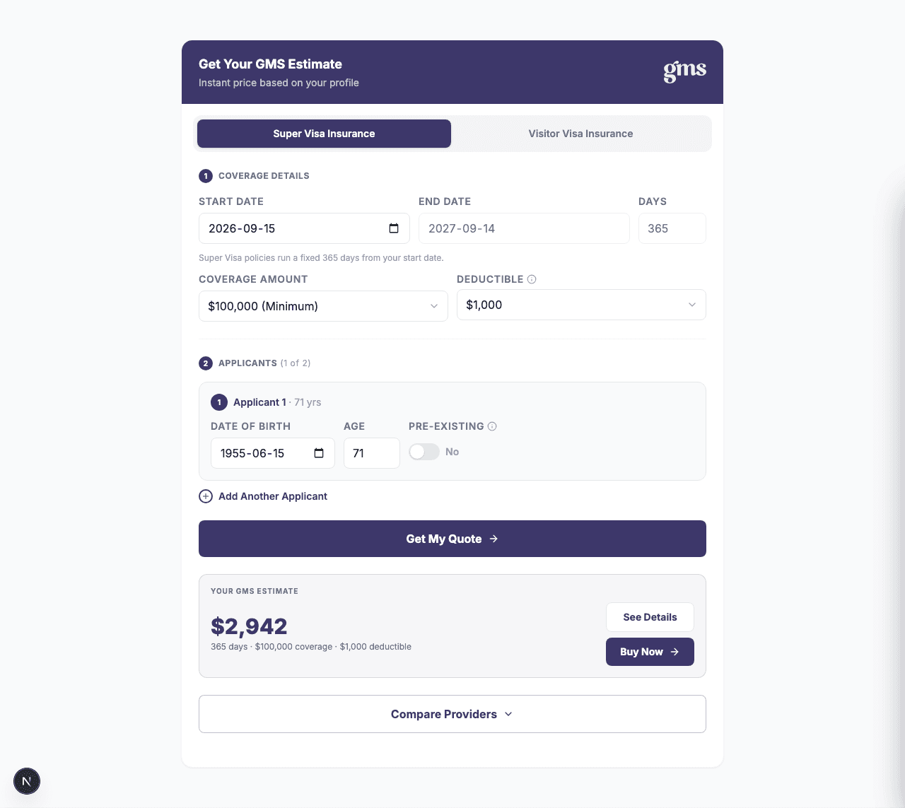 Get a quote for one specific company